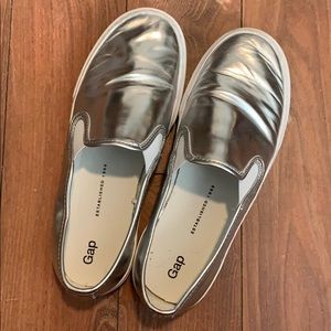 Silver Slip-on Sneakers // Gap size 9